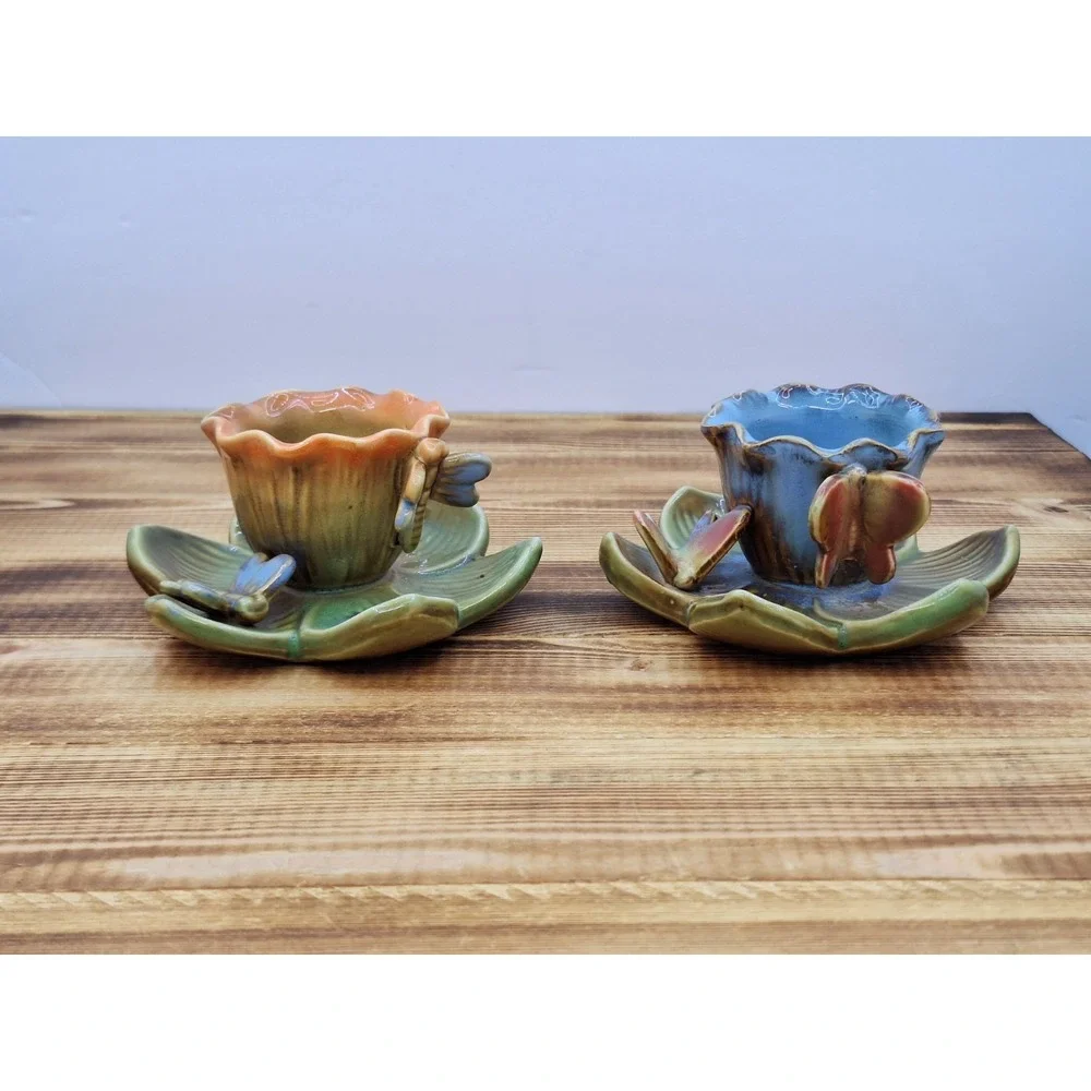 Porcline Lilly Pad Butterfly And Dragonfly Candle Holder Or Succulent‎ Planters.